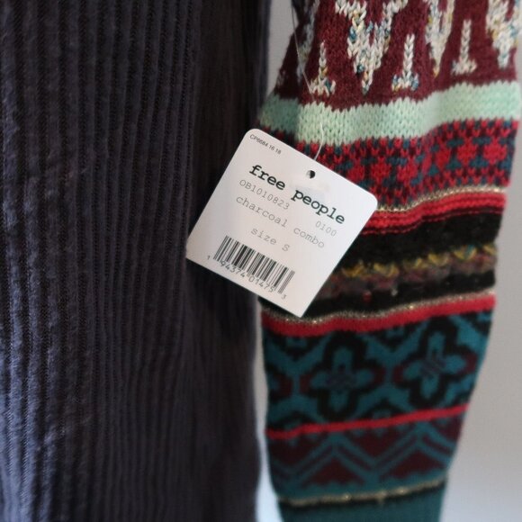 Free People Women's Prism Sweater Top Charcoal S - Picture 5 of 8